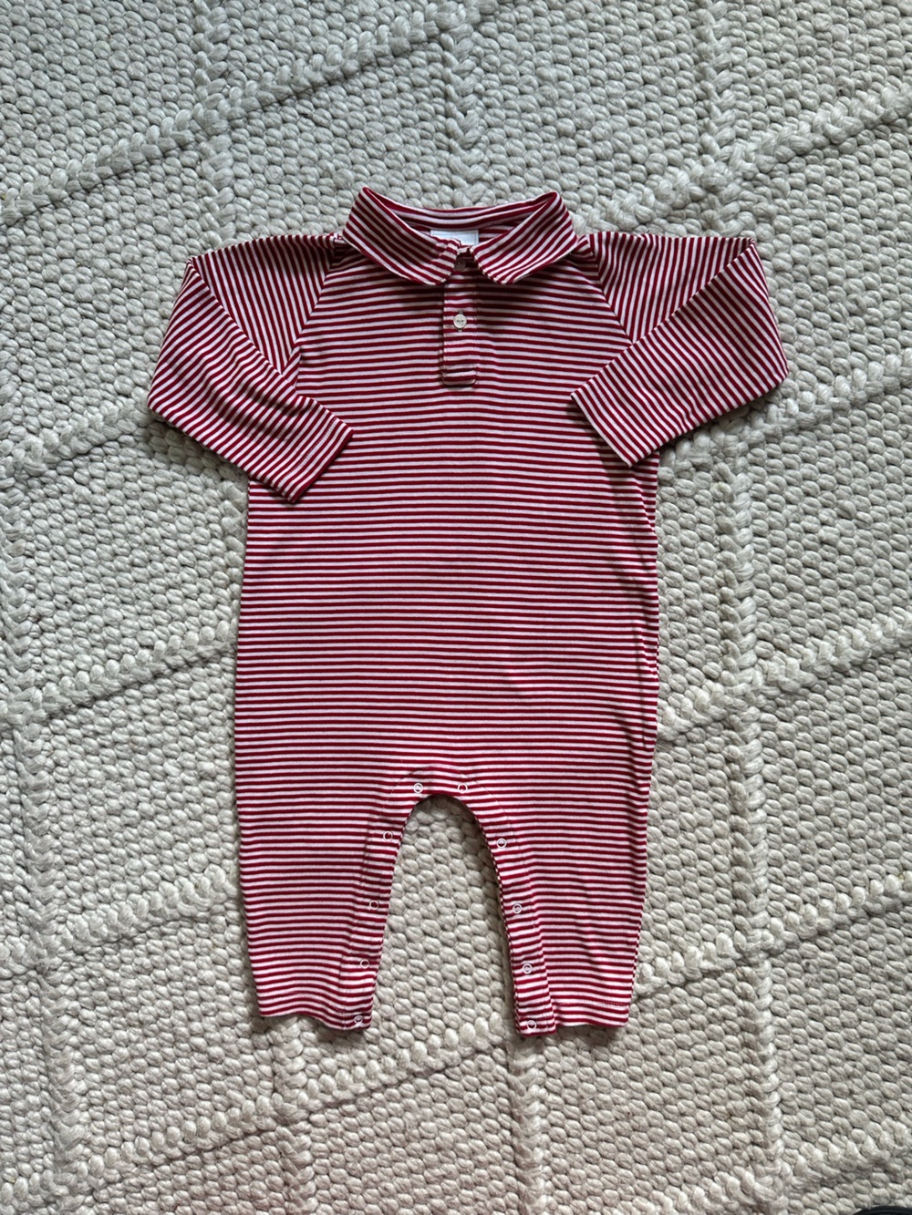 Little English Red and White Striped Polo Collar One-Piece